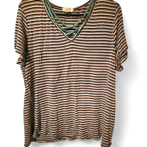 Striped V-Neck Women Top